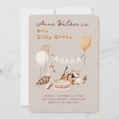 Een Gekke Goose Neutral eerste verjaardagsfeestje Kaart (Voorkant)
