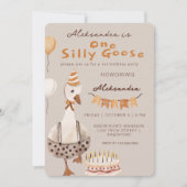 Een Gekke Goose Neutral Gender 1e Verjaardagsfeest Kaart (Voorkant)