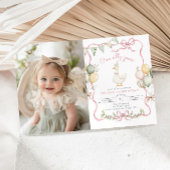 Een Gekke Goose Pastel Meisje 1e Verjaardag Foto Kaart