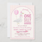 Een Gekke Goose Pink Balloon Girl Verjaardag Kaart (Voorkant)