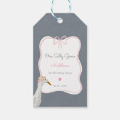 Een Gekke Goose Pink Bow 1e verjaardagsfeestje Cadeaulabel (Voorkant)