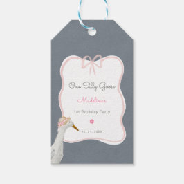 Een Gekke Goose Pink Bow 1e verjaardagsfeestje Cadeaulabel