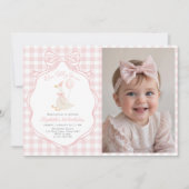 Een Gekke Goose Pink Bow Eerste Verjaardag Foto Kaart (Voorkant)