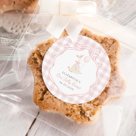 Een Gekke Goose Pink Bow Eerste Verjaardag Ronde Sticker