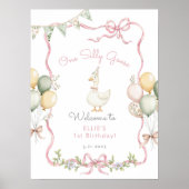 Een Gekke Goose Pink Bow Girl 1e verjaardag Welkom Poster (Voorkant)