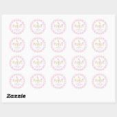 Een Gekke Goose Pink Gingham 1st Birthday Ronde Sticker (Vel)