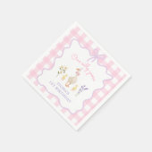 Een Gekke Goose Pink Gingham 1st Birthday Servet (Hoek)