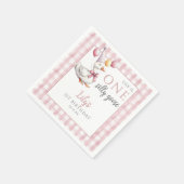 Een Gekke Goose Pink Gingham Balloons Verjaardag Servet (Hoek)