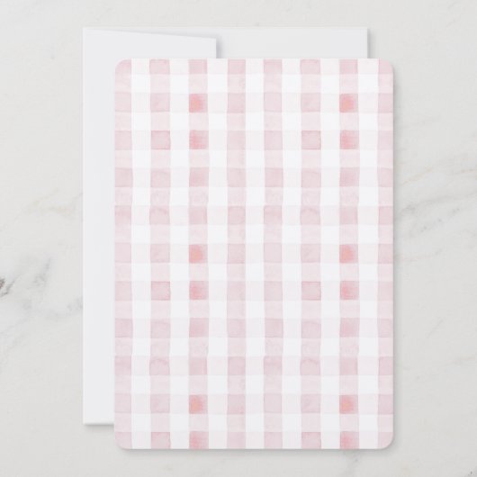 Een Gekke Goose Pink Gingham Girl 1e verjaardag Kaart (Achterkant)