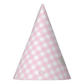 Een Gekke Goose Pink Gingham Girl Eerste Verjaarda Feesthoedjes (Links)