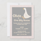 Een Gekke Goose Pink Gingham Girl's verjaardagsfee Kaart (Voorkant)