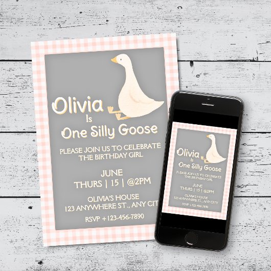 Een Gekke Goose Pink Gingham Girl's verjaardagsfee Kaart