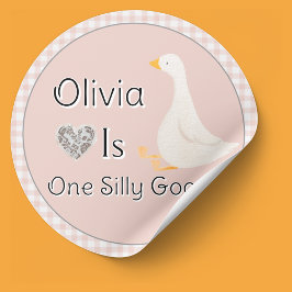 Een Gekke Goose Pink Gingham Girl's verjaardagsfee Ronde Sticker