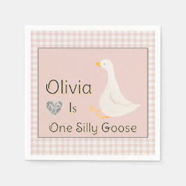 Een Gekke Goose Pink Gingham Girl's verjaardagsfee Servet