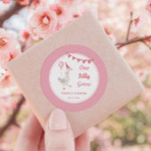 Een Gekke Goose Pink Girl Verjaardag Ronde Sticker