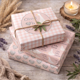 Een Gekke Goose Pink Girl's verjaardagsfeestje Inpakpapier Vel