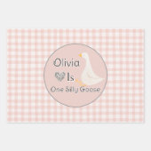 Een Gekke Goose Pink Girl's verjaardagsfeestje Inpakpapier Vel (Voorkant)