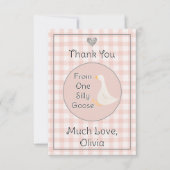 Een Gekke Goose Pink Grey verjaardagsfeestje Bedankkaart (Voorkant)