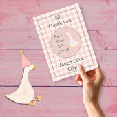 Een Gekke Goose Pink Grey verjaardagsfeestje Bedankkaart