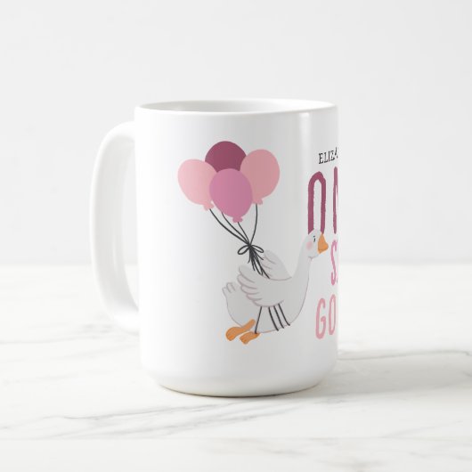 Een Gekke Goose Pink verjaardag Koffiemok (Voorkant links)