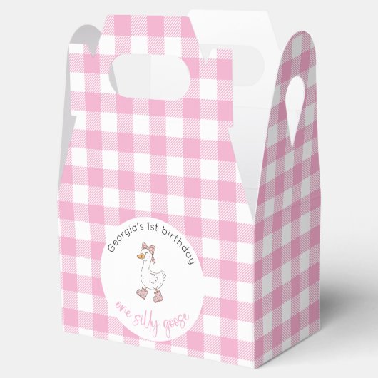 Een Gekke Goose Roze 1e Verjaardag Bedankdoosjes (Geopend)