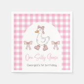 Een Gekke Goose Roze 1e Verjaardag Servet (Voorkant)
