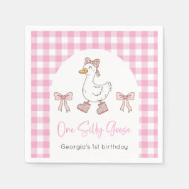 Een Gekke Goose Roze 1e Verjaardag Servet