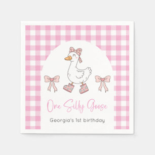 Een Gekke Goose Roze 1e Verjaardag Servet