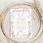 Een Gekke Goose Roze Bloemen 1e Verjaardag Kaart