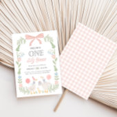 Een Gekke Goose Roze Bloemen 1e Verjaardag Kaart