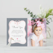 Een Gekke Goose Roze Bow 1e Verjaardag Party Foto Bedankkaart (Staand voorkant)