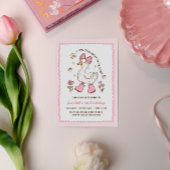 Een Gekke Goose Roze Bow Bloemen 1e Verjaardag Kaart