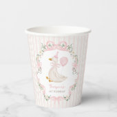Een Gekke Goose Roze Bow Bloemen 1e Verjaardag Papieren Bekers (Voorkant)