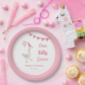 Een Gekke Goose Roze Gir 1e Verjaardag Papier Bord (Feest)