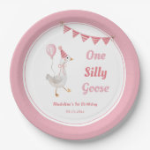 Een Gekke Goose Roze Gir 1e Verjaardag Papier Bord (Voorkant)