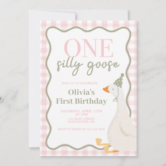 Een Gekke Goose roze Kaart (Voorkant)