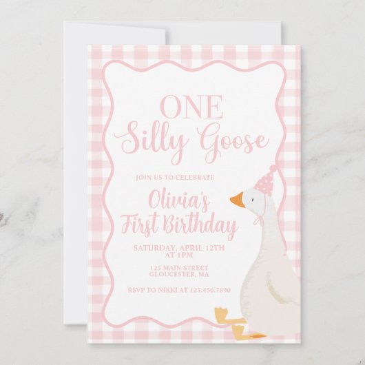 Een Gekke Goose roze Kaart (Voorkant)