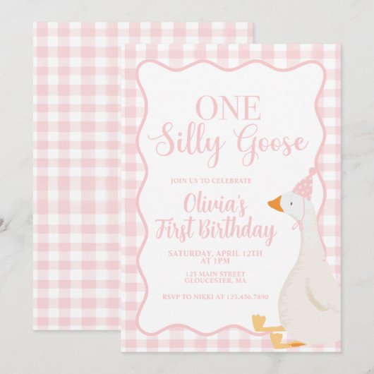 Een Gekke Goose roze Kaart (Voorkant / Achterkant)