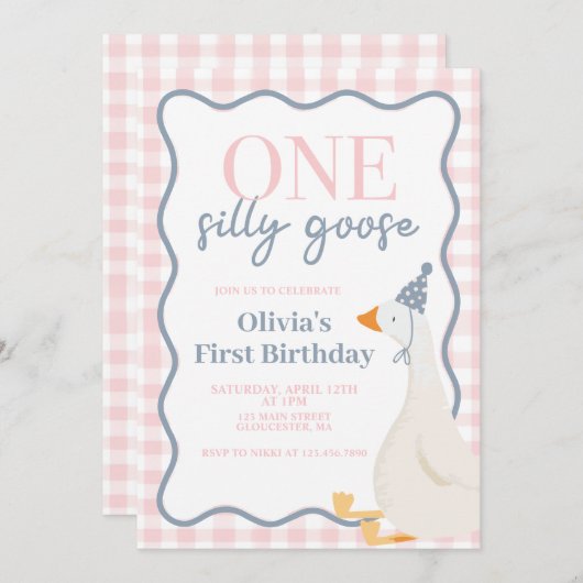 Een Gekke Goose roze Kaart (Voorkant / Achterkant)