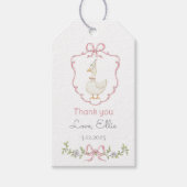Een Gekke Goose Roze kam Meisje Verjaardag Dank u Cadeaulabel (Voorkant)