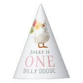 Een Gekke Goose Roze Meisje 1e Verjaardag Feesthoedjes (Voorkant)