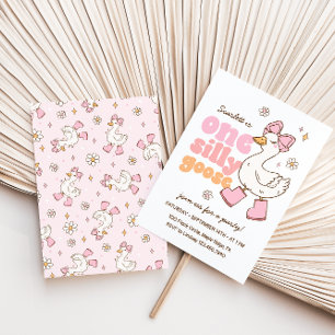 Een Gekke Goose Roze Meisje 1e Verjaardag Kaart