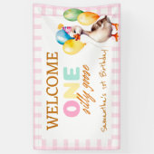 Een Gekke Goose Roze Meisje 1e Verjaardag Welkom Spandoek (Verticaal)