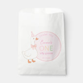 Een Gekke Goose Roze Meisje Eerste Verjaardag Beda Bedankzakje (Voorkant)