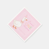 Een Gekke Goose Roze Meisje Eerste Verjaardag Part Servet (Hoek)