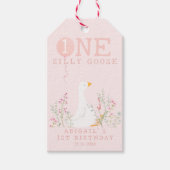 Een Gekke Goose Roze Meisjes 1e Verjaardag Cadeaulabel (Voorkant)