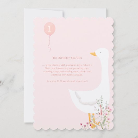 Een Gekke Goose Roze Meisjes 1e Verjaardag Kaart (Achterkant)