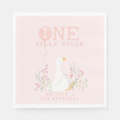 Een Gekke Goose Roze Meisjes 1e Verjaardag Servet (Voorkant)
