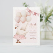 Een Gekke Goose Roze Pastel 1e Verjaardag Bedankkaart (Staand voorkant)