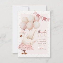 Een Gekke Goose Roze Pastel 1e Verjaardag Bedankkaart